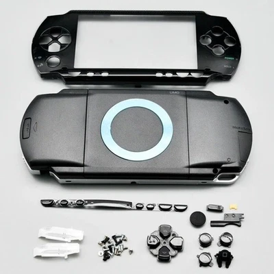 PSP 1000 Faceplate Shell Housing Full Housing Case w/ Buttons - Black - Image 1 of 4