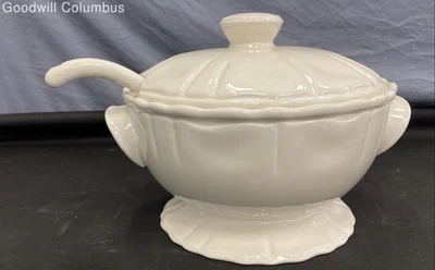 "Perforadora cubierta redonda blanca de 9""x8"" con cucharón" Foto 1 de 4