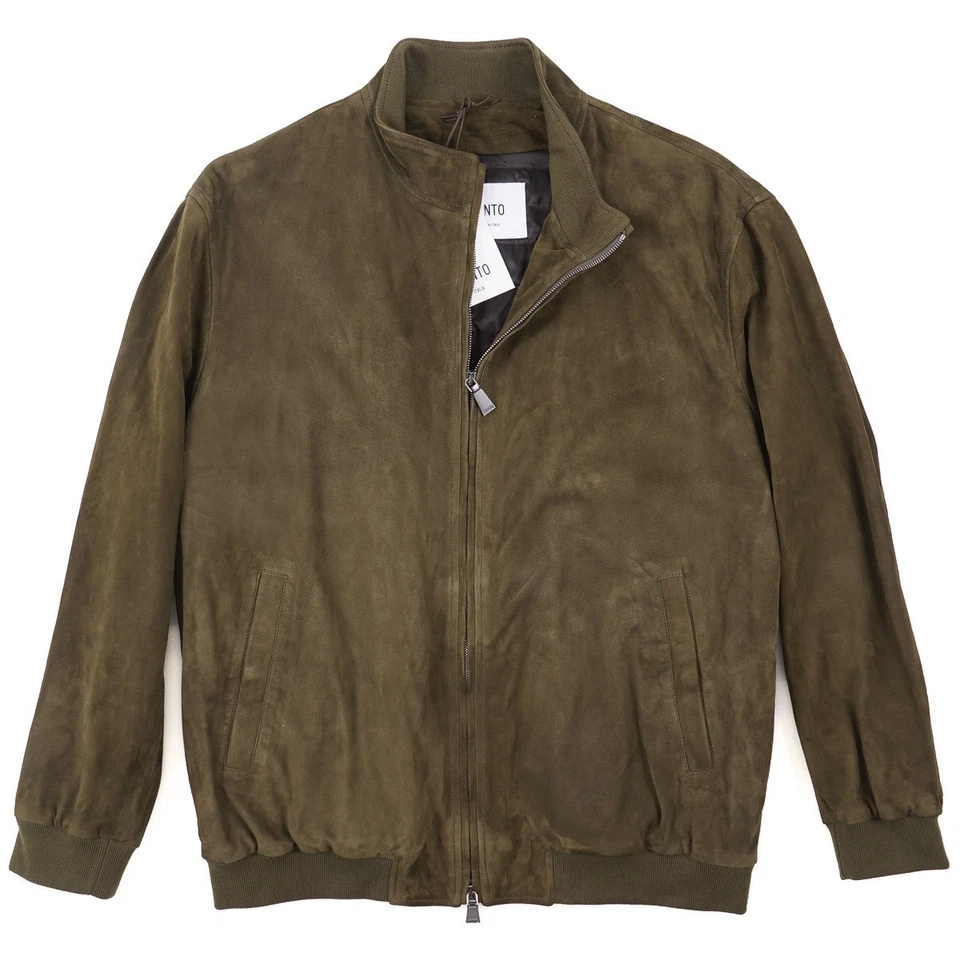 Manto Olive Green Soft Lambskin Suede Leather Jacket XXL *Shorter Sleeves* NWT - Image 1 of 4