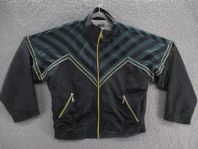 Vintage Fila Track Jacket Women's XL Striped Gold Trim Zip Pockets 80s 90s - Image 1 of 4