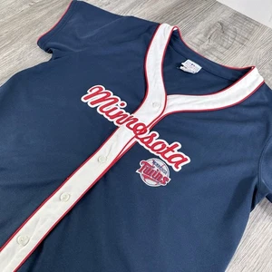 Camiseta deportiva para mujer Minnesota Twins azul blanca MLB béisbol abotonada talla grande - Imagen 1 de 6