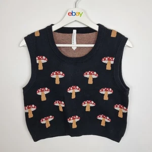 Black Friday Knit Vest Mushrom Print Size 14 - Foto 1 di 4