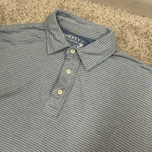 Faherty Cloud Cotton Polo Shirt Men's Small Blue Striped Preppy Casual - Picture 1 of 9