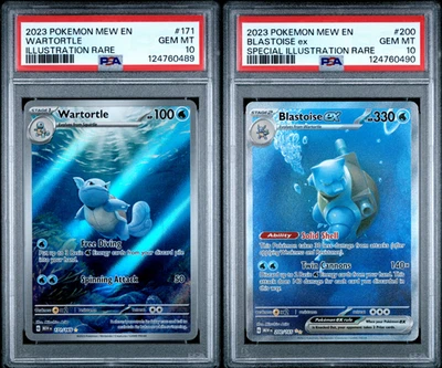 PSA 10 Blastoise ex 200/165 SIR & Wartortle 171/165 Pokemon 151 *SEQUENTIAL Set* - Image 1 of 2