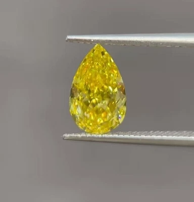 ГРУШЕВИДНАЯ ОГРАНКА 2 КАРАТА ЖЕЛТЫЙ ЦВЕТ VVS1 + 1 НАТУРАЛЬНЫЙ БРИЛЛИАНТ БЕСПЛАТНЫЙ ПОДАРОК ДРАГОЦЕННЫЙ КАМЕНЬ - Изображение 1 из 3