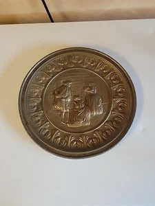 Messing Fertig Coppercraft 12" Wandteller Dekor Mid-Century Straßenszene  - Bild 1 von 6