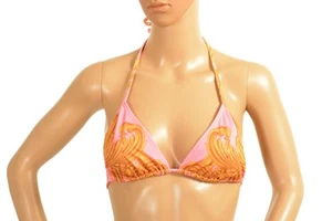 Versace Women's Gold & Pink Barocco Print Swimsuit Top Versace Sz 2 US S IT 40 - Picture 1 of 5
