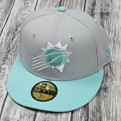 New Era 59Fifty NBA Phoenix Suns Fitted Hat Cap Adult 7 1/4 Gray Aqua  - Image 1 of 4