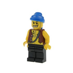 1x Lego Minifigure Pirate Gold Tooth Head Cloth Bandana Anchor Legs Black 6243 pi084