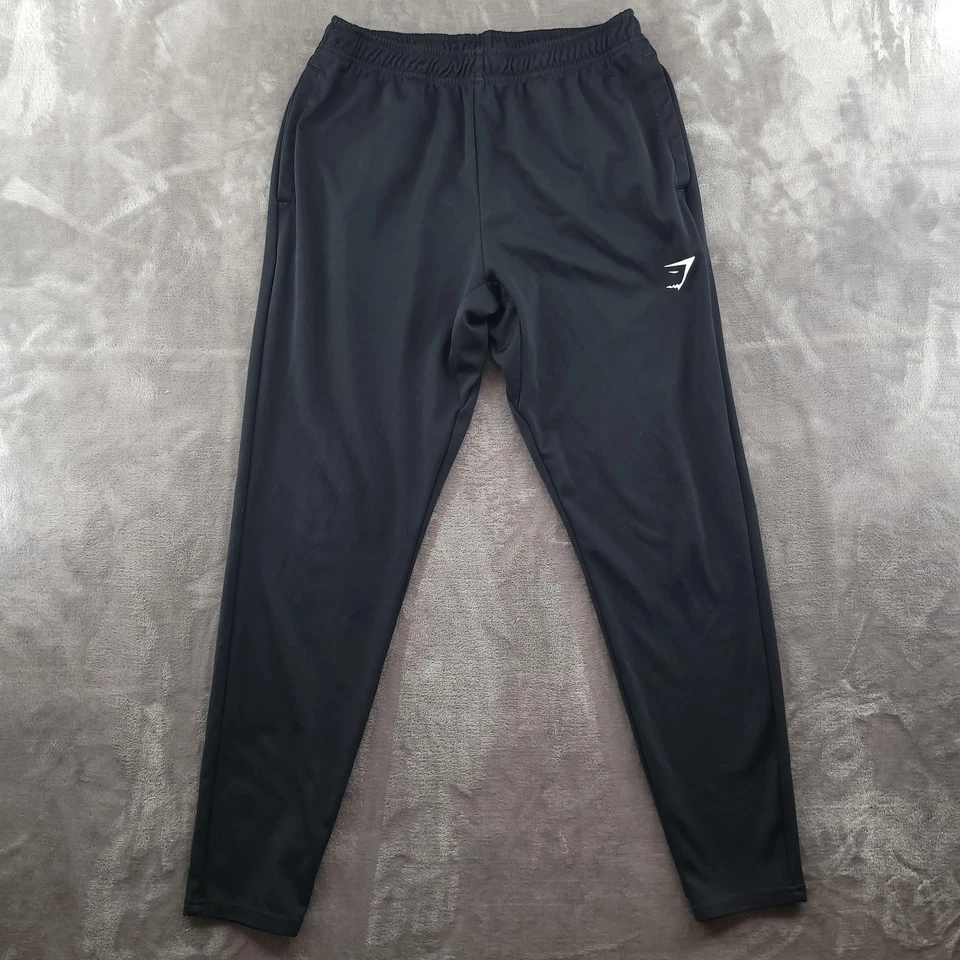 Calça de atletismo Gymshark masculina média preta cônica joggers atlética poliéster academia - Imagem 1 de 4