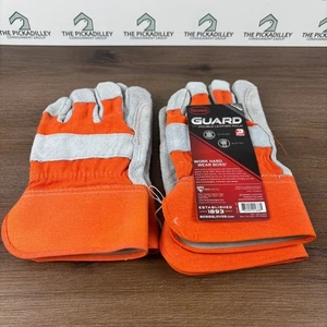 Boss Guard Arbeitshandschuhe Double Leder Handfläche Orange Grau Large 2er Pack - Bild 1 von 3