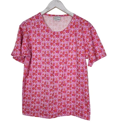 MARIMEKKO Shirt Womens Small Pink Unikko Floral Mika Piirainen 60s Mod Tee - Image 1 of 4