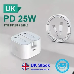 Per iPhone 16 15 16 Pro e Samsung Fast 25W USB-C PD Spina Cavo Adattatore Caricatore - Foto 1 di 9