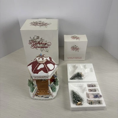 2002 Avon Holiday Splendor Lighted Fiber Optic Gazebo w Access Christmas Village - Image 1 of 4