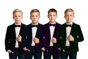 Blazer Sirri Niños Terciopelo Calce Ajustado Lujoso Baile de graduación Boda Cena Fiesta Chaqueta - Imagen 1 de 9