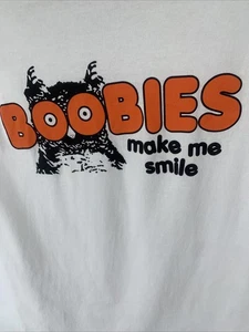 Vintage Y2K Funny Hooters Parody Boobies Make Me Smile Eule Shirt Gr. S - Bild 1 von 7
