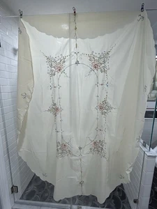 Vintage LRG bestickte ovale Tischdecke mit 6 passenden Servietten Blumenmuster 80" - Bild 1 von 11