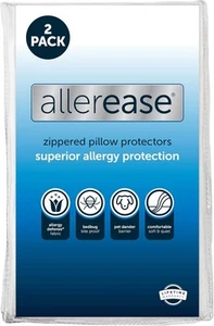 Set of 2 Standard/Queen AllerEase Pillow Protectors - Standard/Queen, White  - Picture 1 of 6