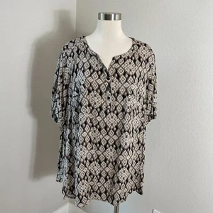 NEW Croft & Barrow Womens Plus 3X Geometric Blouse Short Sleeve Shirt Top - Picture 1 of 11