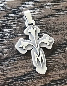 Retired James Avery LARGE Tulip Cross Pendant Over 1.5" NEAT Piece! VTG/Rare! - Picture 1 of 2