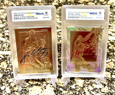 2 KOBE BRYANT & MICHAEL JORDAN FLEER REFRACTOR Graded GEM-MT 10 1996 ROOKIE LOT - Image 1 of 4