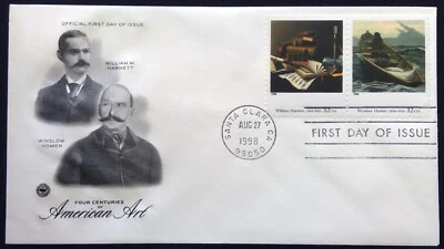 Scott 3236i 3236J FDC Music and Literature Harnett Fog Warning Homer STRIP 2 PCS - Image 1 of 3