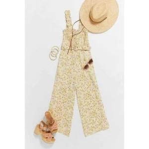 NWT Faithfull The Brand Dolores Pastel Floral Belted Wide Leg Jumpsuit Sz XS / 2 - Picture 1 of 14