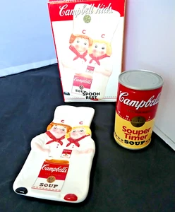 1998 Campbells Soup Kids Spoon Rest Dish Ceramic NIB and Stove Top Timer Works - Foto 1 di 6
