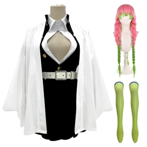 Anime Kanroji Mitsuri Disfraz Cosplay Peluca Trenzada Bordado Top Falda Blanco Hao - Imagen 1 de 14