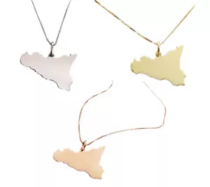 Halskette Herren Damen Region Sizilien 925 Silber Gravur personalisiertes Geschenk - Bild 1 von 1