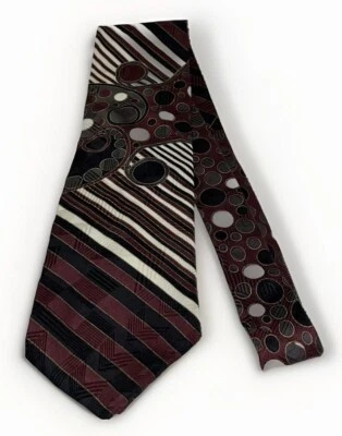 Corbata Henry Grethel Hombre Borgoña Negra Crema Salvia Abstracta Rayas Diagonales 56X4 Foto 1 de 4