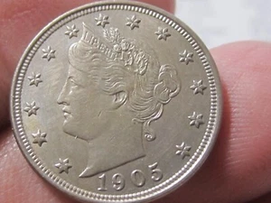 1905 Liberty V Nickel - Uncirculated - Very High Quality - Full LIBERTY & Stars - Picture 1 of 5