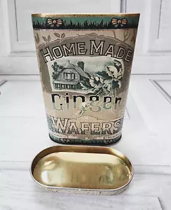 Vintage reproduction Homemade Ginger Wafers Famous Biscuit Co tin two-piece - Picture 1 of 10