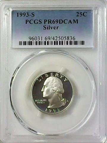 1993-S 25C Washington Quarter PCGS PR69DCAM 90% Silver 22lutc0505 Cover