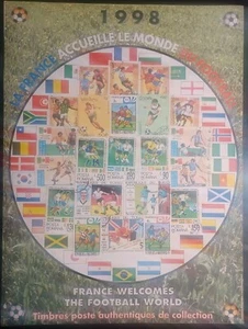 1998 WORLD CUP STAMPS W/ POSTER LA FRANCE ACCUEILLE LE MONDE DU FOOTBALL 05426 - Picture 1 of 23