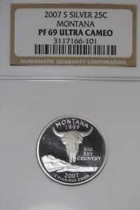 2007 S NGC PF69 ULTRA CAMEO MONTANA SILVER WASHINGTON QUARTER #B45173 - Picture 1 of 2