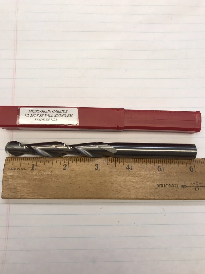 1 pc.  1/2 X 3” X 6” OAL. 2 FLUTE XLONG CARBIDE BALL END MILL. USA (loc stk) - Изображение 1 из 1