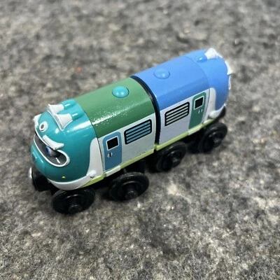 Tren motor ferrocarril madera Chuggington Toot & Hoot Tomy blanco azul verde Foto 1 de 4