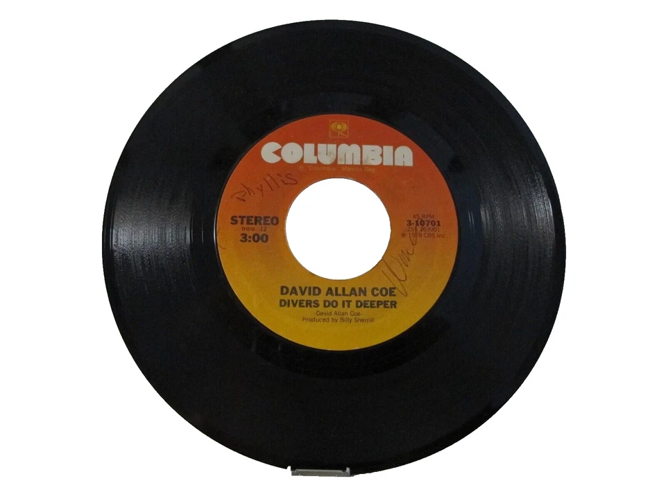 45 RECORD - DAVID ALLAN COE - DIVERS DO IT DEEPER - Image 1 of 1