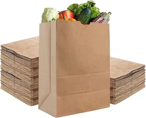 General 1/6 BBL Paper Grocery Bag 52lb Kraft Standard 12 x 7 x 17 100 bags - Picture 1 of 2