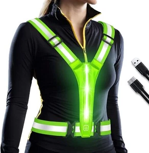 Luz LED Reflectante Chaleco para Correr para Correr Nocturnos y Ciclismo Seguridad Tráfico - Imagen 1 de 12