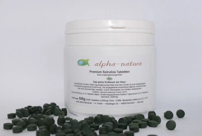 ALPHA-NATURA Comprimidos de espirulina 4x500g lata o bolsa 100% sin aditivos 5000 prensados