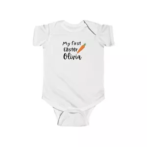 Personalized My First Easter Baby Bodysuit Custom Infant Easter Outfit Cotton - Picture 1 of 11