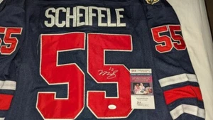 Mark Scheifele  SIGNED WINNIPEG JETS 2019 HERITAGE CLASSIC JERSEY + WITH JSA - Picture 1 of 5