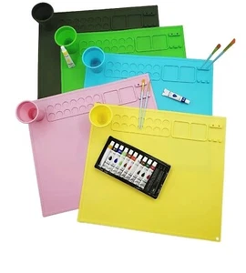 Silicone Painting Mat Craft Mat With Detachable Cup, Paint Deviders For Creators - Picture 1 of 12