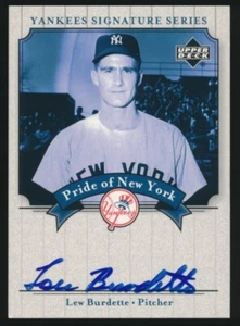 LEW BURDETTE 2003 UD Yankees Signature Series PRIDE of NEW YORK ON CARD AUTO - Picture 1 of 2