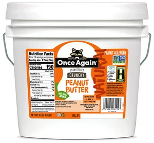 Once Again Crunchy Peanut Butter, No Salt, Unsweetened, 9lb Bucket - Picture 1 of 2