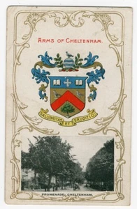 Cheltenham Coat of Arms & Views of Promenade Old Gloucestershire Postcard - Foto 1 di 2