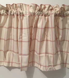 Plaid Valance Red Beige Tailored 55W x 15L Colormate - Picture 1 of 4