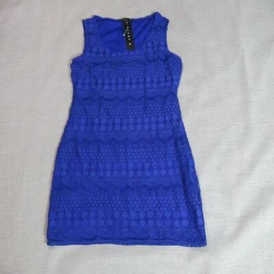 TIANA B Dress Womens Small Blue Crochet Lace Sheath Cocktail Party Holiday NWT - Image 1 of 4
